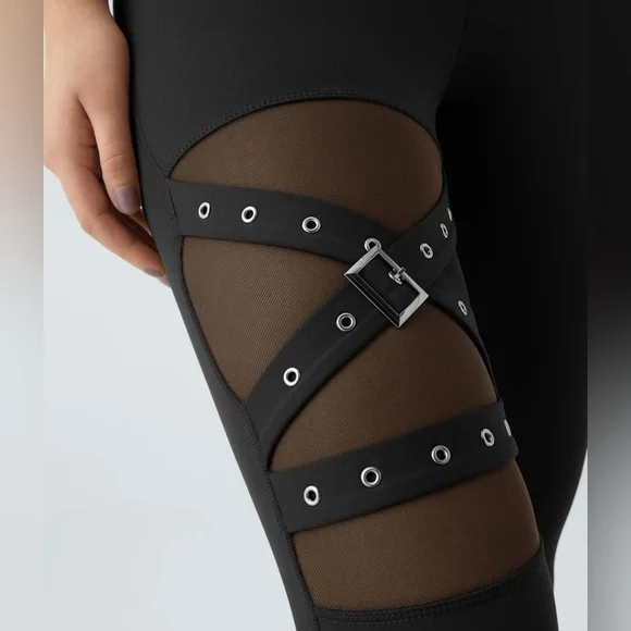 NWT Halara DayStretch High Waist Crossover Mesh Buckle Yoga Leggings Size Large - Picture 4 of 7